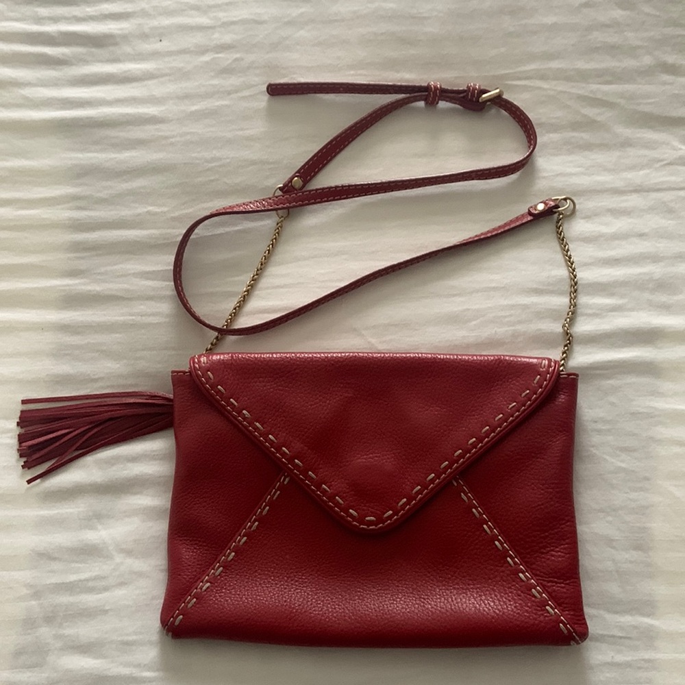 Lancel Red Leather Clutch Bag